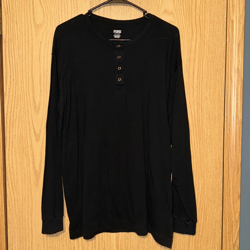 PINK Long Sleeve Henley Tee